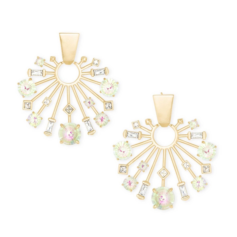Kendra Scott Fabia Gold Earrings in Dichroic Glass